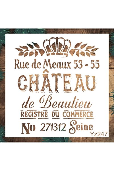 STENCİLTASARIM Stencil Tasarım Yz247 Chateau Duvar Ahşap Cam Boyama Deseni
