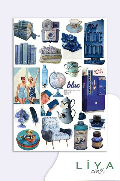 LiyaCraft Blue Temalı Sticker Planner Ajanda Bullet Journal Için Uygun Set