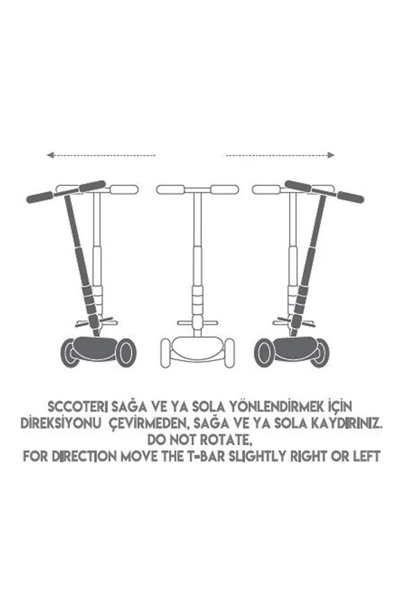 Tntech 3 Tekerlekli (7Renk Işıklı) Gövde Sıkıştırma Mandallı Yükseklik Ayarlı Işıklı Scooter