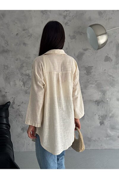 ZF BUTİK Stone Flam – Kimonohemd aus Leinen