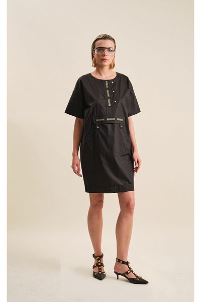 VERDA Cotton Plus Size Dress with Snap and Pocket Detail