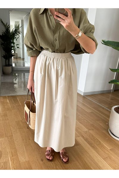 My Blog Popeline-Rock mit elastischer Taille und Seitentaschen