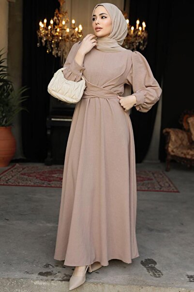 HARMONY GLOBAL Φόρεμα Hijab 3034 με υφασμάτινο τσαλακωμένο μανίκι με μπαλόνι