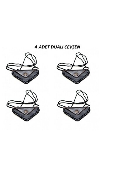 Herşey Nota Cevşen Dualı Üçgen Kolye Muska Hakiki Deri Çıtçıtlı 4 adet
