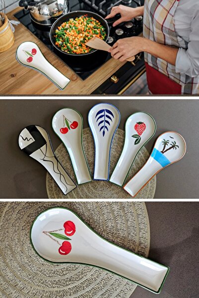 KHAKMA Tasarım Seramik Kaşık Altlığı, Kaşıklık KİRAZ