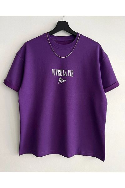 AFROGİYİM Μπλουζάκι Unisex Vivre La Vie με στάμπα Oversize