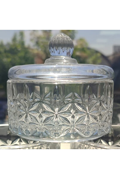 MADAME LUDA Crystal 280 CC 3 Layer 4 Pieces - Snack Bowl and Cookie Bowl Effect, Magnolia + Sweet Glass Bowl