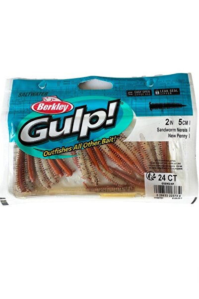 BERKLEY Gulp Saltwater Sandworm 5cm LRF Silikon Yem New Penny