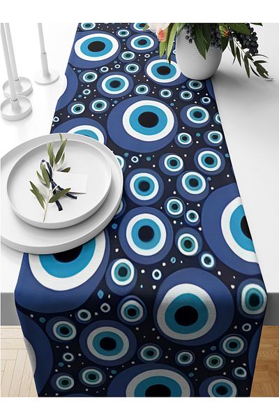 Bertille Home Seria Evil Eye 140x40 cm Runner imprimat digital (Evil Eye)