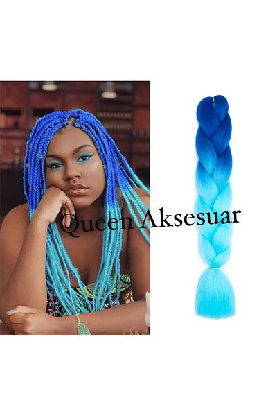 Queen Nelly African and Brazilian Trend - Jumbo Ombre Transition Two-Color Hairpiece Hair Saks Turquoise Blue