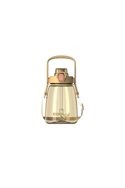 Gıpta Yellow Tritan Sports Flask - With Hanger and Straw, 1200Ml