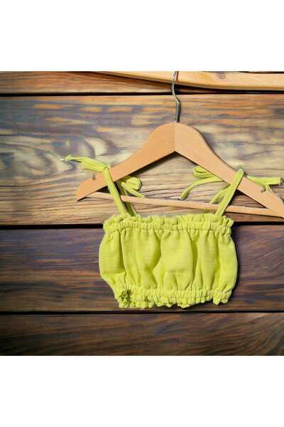 BEBEĞİME ÇORAP فتاة - بلوزة قصيرة ملونة من الموسلين، مرنة