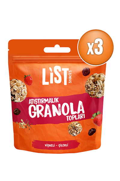 List Snacks Vişneli Çilekli Granola Topları 3 x 30 g