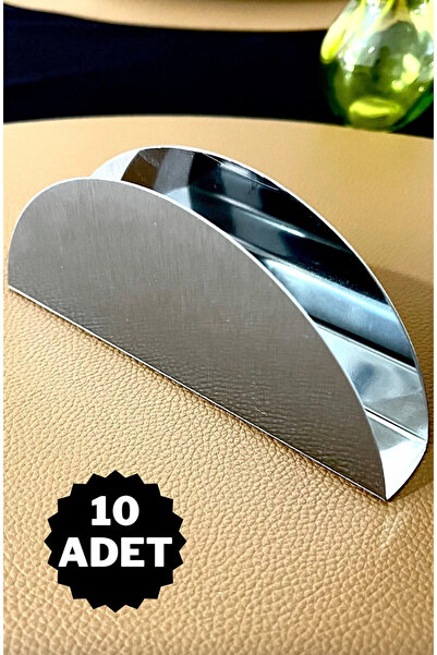 Veliday 10 Adet Krom Lüx Mat Peçetelik Kafe Restaurant Lokanta Için Paslanmaz Çelik Metal Peçetelik