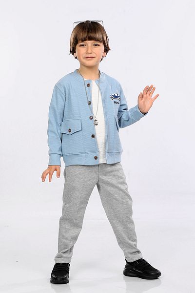 MORNIO Set 3 piese pentru băiat, jachetă, tricou și pantaloni VF24KMR51107