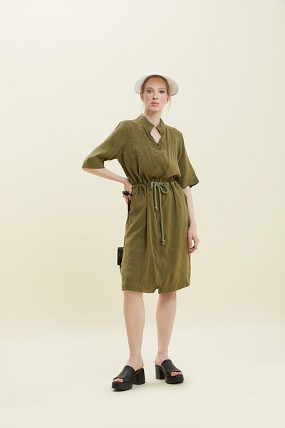 VERDA Modal Fabric Dress with Zipper and Pocket Detail