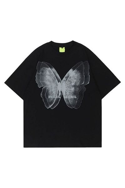 Gofeel Μαύρο μπλουζάκι Unisex με πεταλούδα