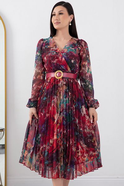 PULLIMM Rochie din șifon cu două piepte cu centură - GRS3286