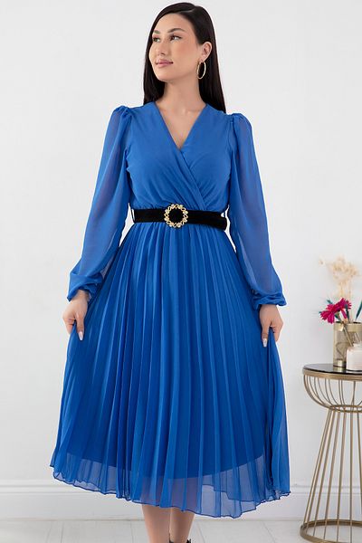 PULLIMM GRS3314 Model Rochie din Sifon - Plis Fusta