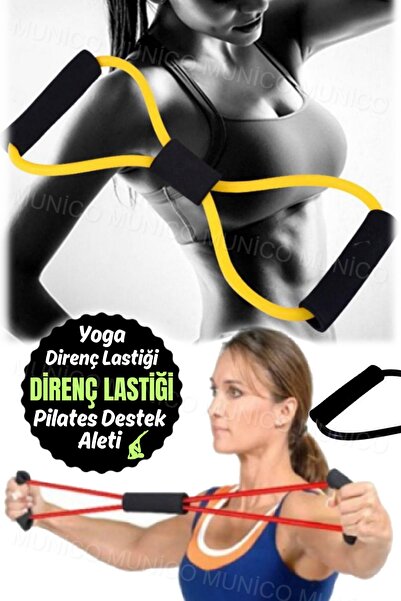 Munico 8 Şeklinde Spor Elastik Direnç Bandı Yoga Kauçuk Döngüler Çekme Halatı...