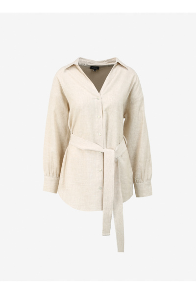 FABRIKA COMFORT Bej Kadın Geniş Fit Gömlek FC4SL-GML0076