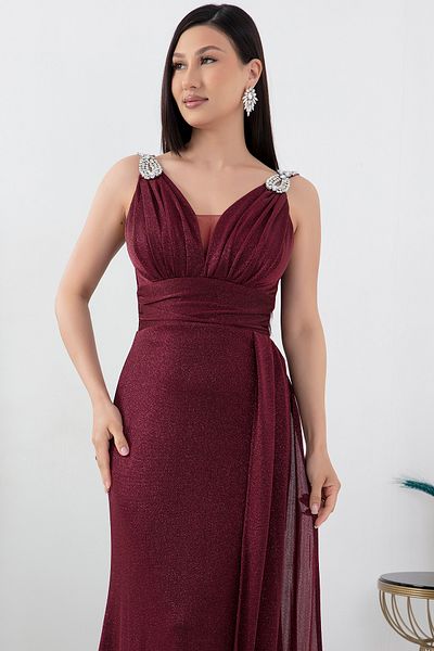 PULLIMM Rochie de seara argintie cu umeri 39844