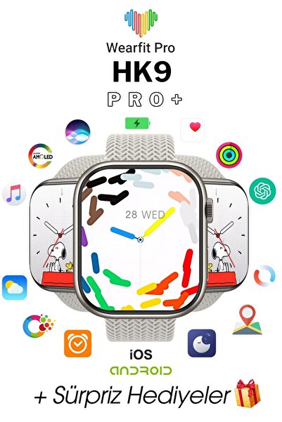 Wearfitpro WEARFİT HK9 PRO + Akıllı Kol Saati Smart Watch Model:inç 45mm AMOLED Ekran (GRİ)