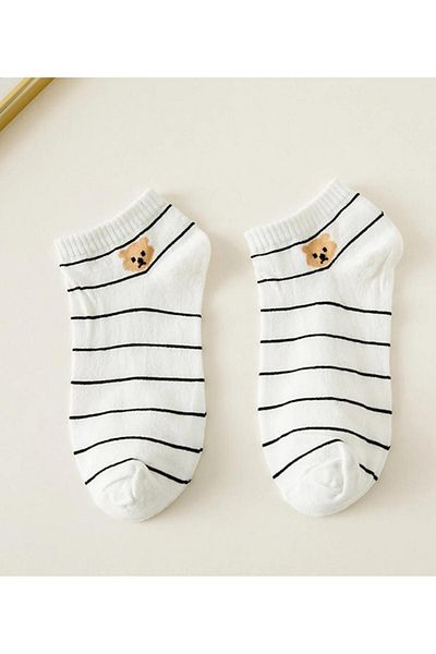 DZC KUZENLER AVM Heart Patterned 4 Pairs Cute Women's/Girls' Socks - Stitched Ankle, Low Cut