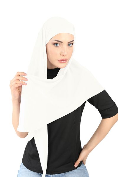 Ecardin Οβάλ Κασκόλ Σιφόν Έτοιμο Μπόνε - St 103 Cream