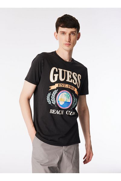 Guess Ανδρικό μπλουζάκι με μαύρη λαιμόκοψη - M4GI57K9RM1JTMU_SS BSC BEACH CLUB T