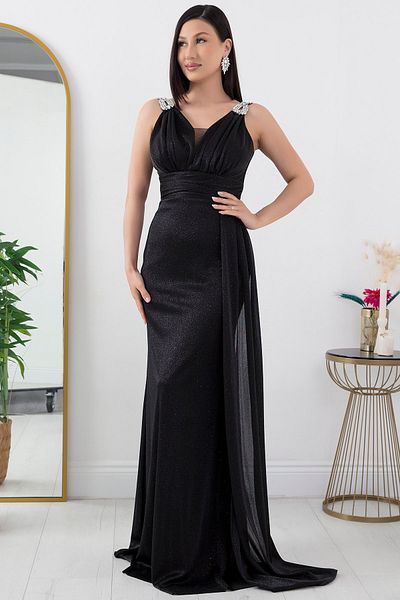 PULLIMM Rochie de seară din piatră cu umăr cu sclipici - 39844