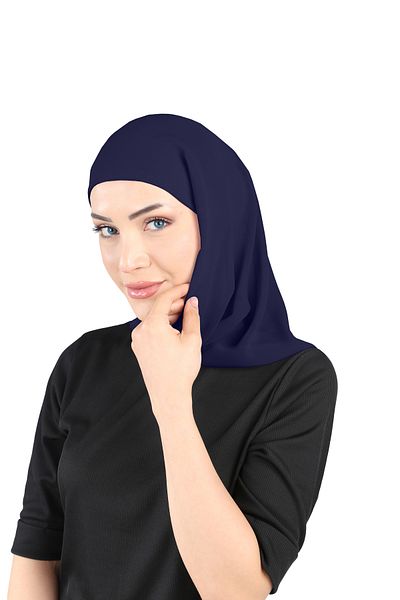 Ecardin Eșarfă ovală din șifon cu capotă bleumarin - St 103