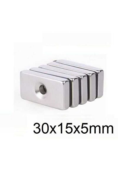 Motorobit 30X15x5-5mm Havşa Delikli Neodyum Güçlü Mıknatıs - Neodim Magnet