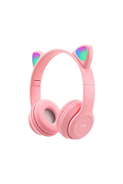 Genel Markalar TT SW88 Ledli RGB Kedi Kulağı Aydınlatmalı Bluetooth Mikrofonlu Katlanabilir Kulaklık TF Kart/ AUX