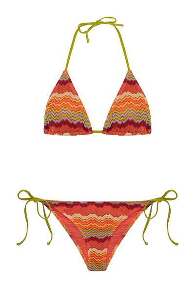 AQUELLA Knitwear Colorful Triangle Bikini Set