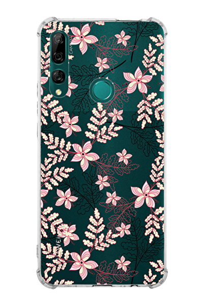 PrintiFy Huawei Y9 Prime 2019 Uyumlu Köşe Korumalı Floral Kırmızı Tasarımlı Ş...