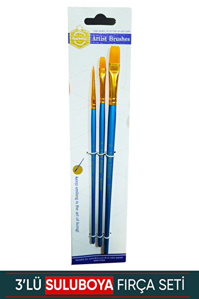 Vox Art Fırça Seti 3'lü Düz Uç (SULUBOYA-AKRİLİK-YAĞLIBOYA)