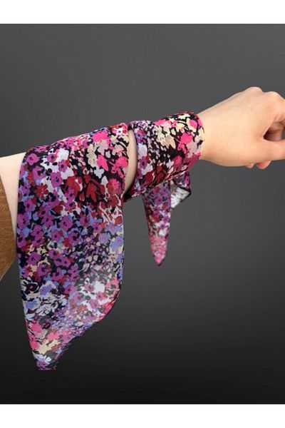 MAZEN Patterned Chiffon Scarf 45X45 Hair, Bag, Wrist, Neck Accessory