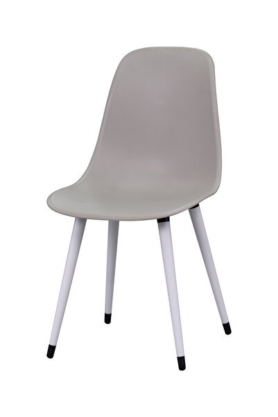 VİLİNZE Eames Beyaz Ahşap Ayak Plastik Gri Sandalye