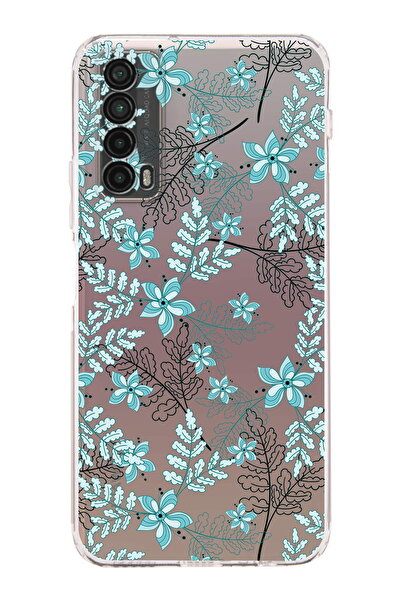 PrintiFy Huawei Psmart 2021 Uyumlu Kamera Korumalı Floral Su Yeşili Tasarımlı...