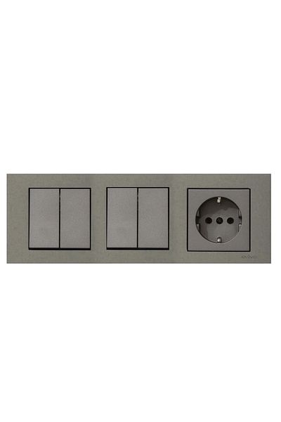 OVİVO Ovivo Grano Anthracite 3-Piece Set Commutator, Commutator and Grounded Socket Set