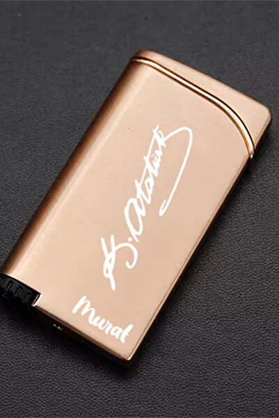 İŞTE BU Kişiye Özel İsimli Tek Torch Metal Atatürk Tasarım Zarif Gazlı Çakmak