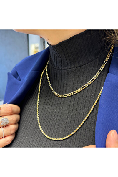 Mila Accessories Mila 14 Ayar Rengi Halat Zincir Ve Figaro Zincir