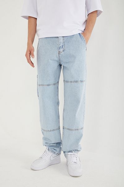 DİFRANSEL Light Blue Baggy Jeans - Men's Pocket Detailed Trousers