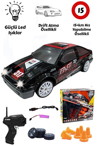 YILDIRIM OYUNCAK Işıklı Uzaktan Kumandalı Full Fonksiyon 2.4G Şarjlı 1:24 Dri...