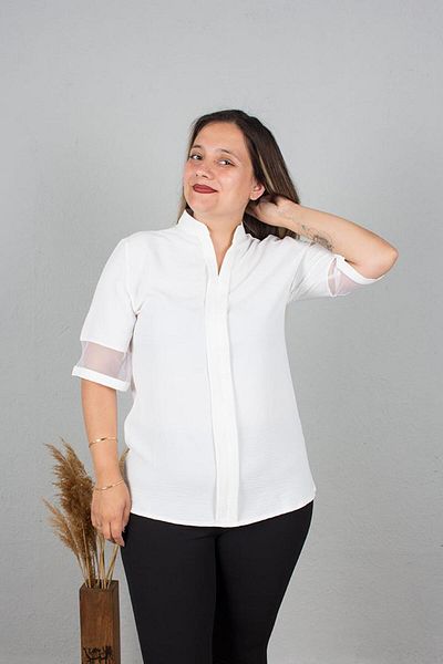 Truva XXL Plus Size Judge Collar Shirt Model Blouse B105