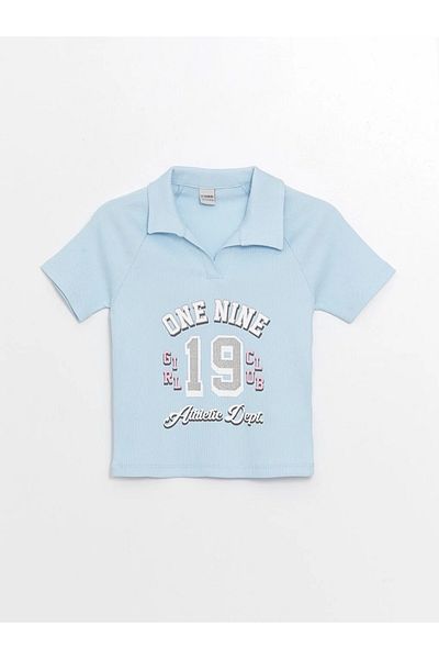 LC Waikiki Tricou cu mânecă scurtă imprimat cu gât polo LCW pentru fete