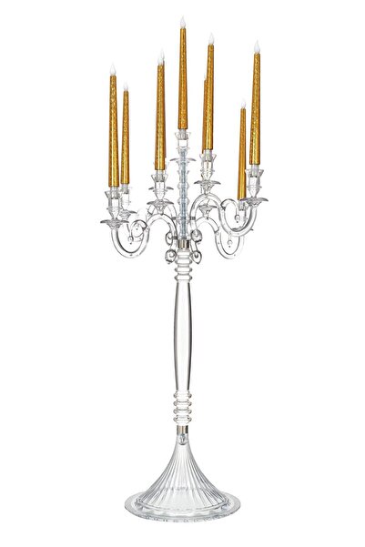 TR Turan Collection ÇIRAĞAN LÜKS 9 Kollu Polikarbon Dekoratif Şamdan - Düğün, Organizasyon Şamdan Seti