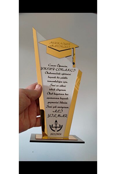 mrchediyesepeti Okul Mezuniyet Hartırası Gold Veya Gümüş Pleksi Plaket Seçene...