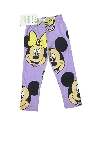 SayaSocks Kız Çocuk Mor Renk Mickey Desenli Tayt